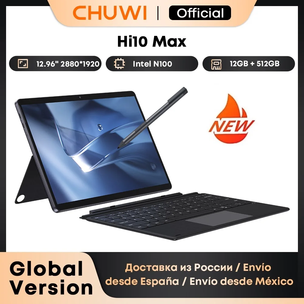 CHUWI Hi10 Max Tablet 2 In 1 Tablet PC 12.96inch 3K Display N150/N100 Laptop 12GB RAM 512GB ROM Windows 11 Tablets 2.4G/5G WiFi